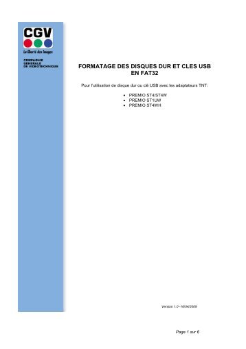 formatage des disques dur et cles usb en fat32 - Forum CGV