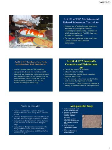 Pharmacology of Fish: Basic Principles Act 101 of 1965 ... - OIE Africa
