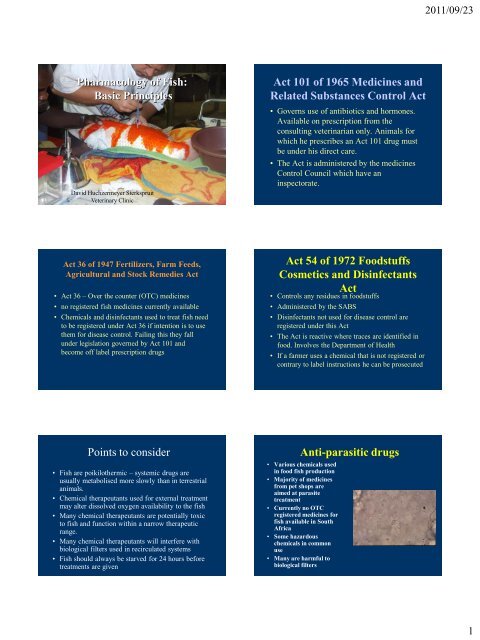 Pharmacology of Fish: Basic Principles Act 101 of 1965 ... - OIE Africa