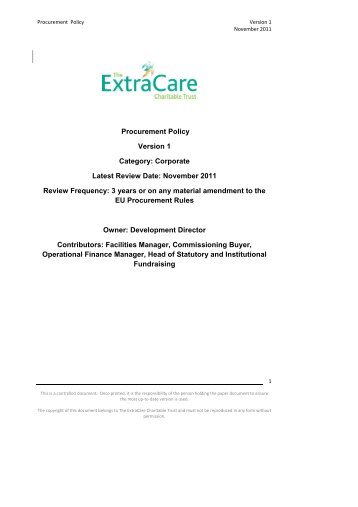 Procurement - ExtraCare Charitable Trust