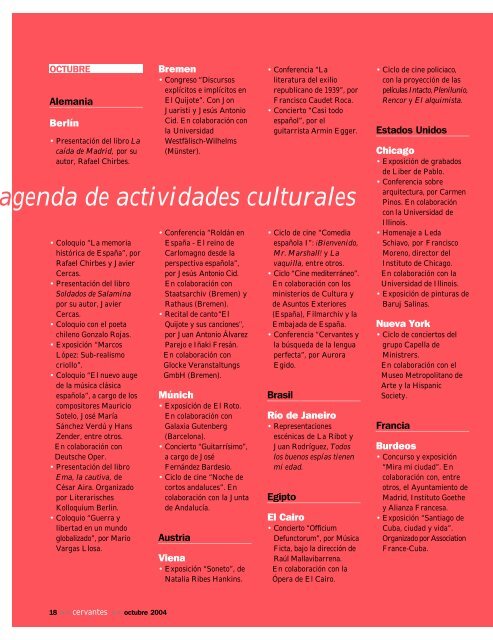 Actividades culturales del Instituto Cervantes