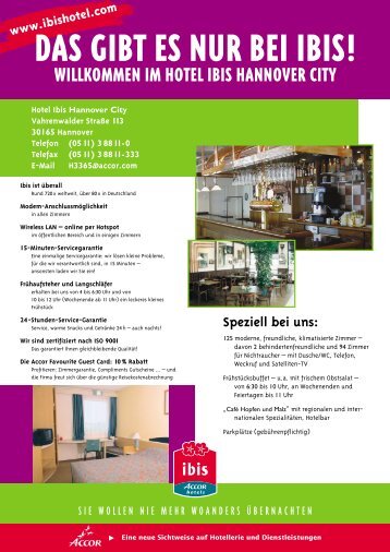 Information about the Hotel ibis - Hannover City - Kulturserver