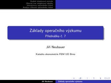 PÅednÃ¡Å¡ka 7 - Katedra ekonometrie