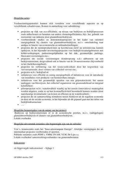 Operationeel programma 2007 - Agentschap Ondernemen