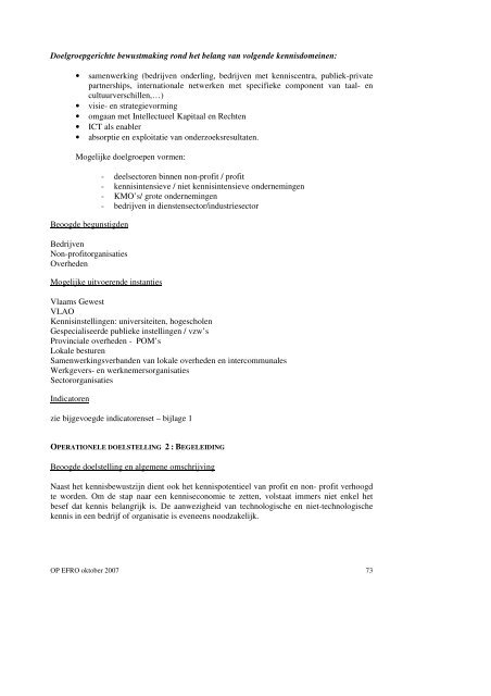 Operationeel programma 2007 - Agentschap Ondernemen