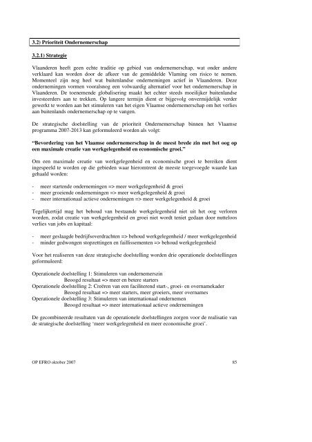 Operationeel programma 2007 - Agentschap Ondernemen