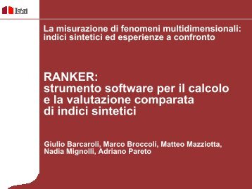 RANKER: strumento software per il calcolo e la valutazione ... - Istat.it