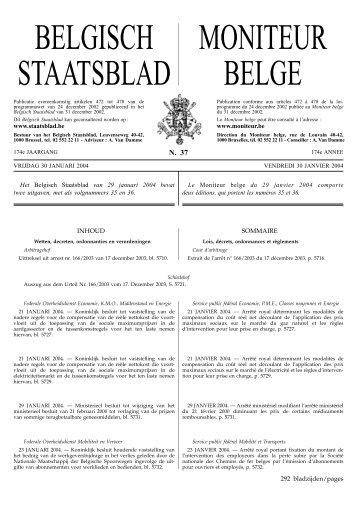 BELGISCH STAATSBLAD MONITEUR BELGE - Agentschap ...