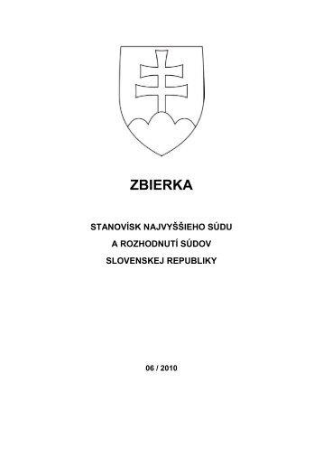 ZBIERKA - NajvyÅ¡Å¡Ã­ sÃºd Slovenskej republiky