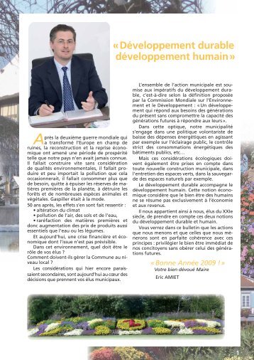 Â« DÃ©veloppement durable dÃ©veloppement humain Â» - Wolfisheim