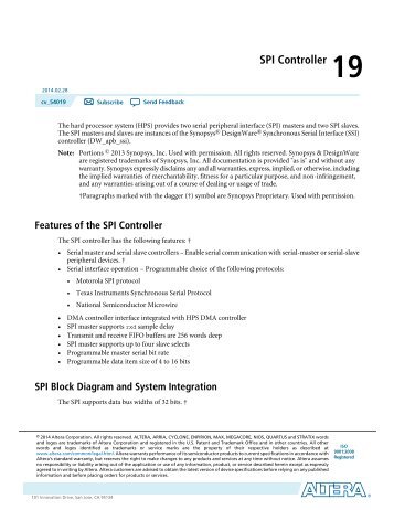 SPI Controller, Hard Processor System (HPS) Technical Reference ...
