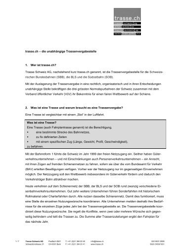 Hintergrund-Informationen - Trasse Schweiz AG