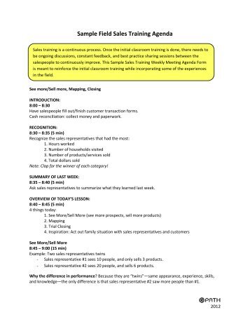 sample auto sales training