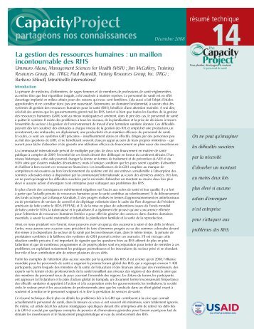 La gestion des ressources humaines - IntraHealth International