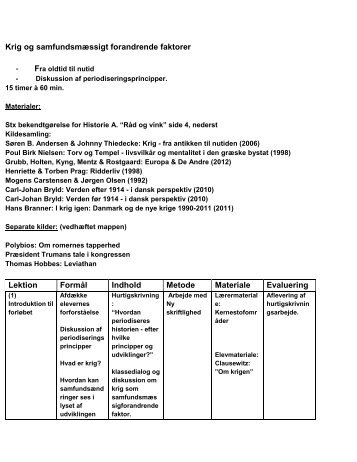 Krig og samfundsmæssigt forandrende faktorer ... - historiedidaktik.dk