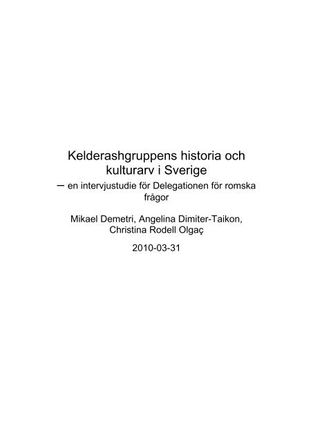 Kelderashgruppens historia och kulturarv i Sverige - Minoritet