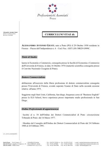Curriculum vitae Alessandro Antonio Giusti - Meridiana