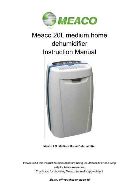 Meaco 20L medium home dehumidifier Instruction Manual