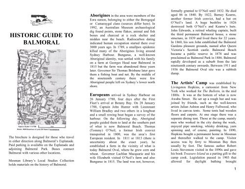 Historic Guide to Balmoral (PDF) - Mosman Historical Society