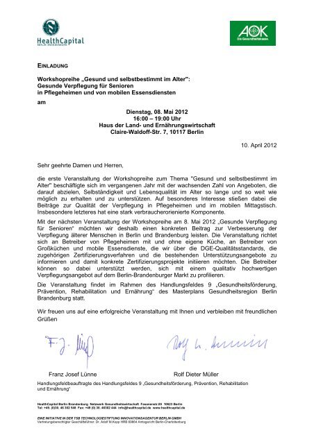 Einladung Workshop Gesunde Verpflegung Fur Senioren Fit Im Alter