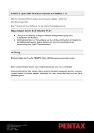 PENTAX Optio H90 Firmware Update auf Version 1.01 Neuerungen ...