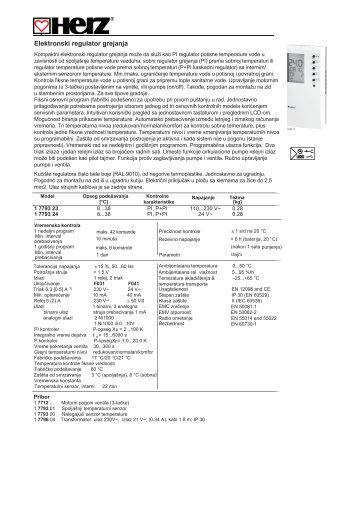 Uputstvo za regulaciju grejanja Herz 7793