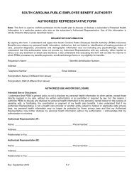 Authorized Representative Form - South Carolina Public Employee ...