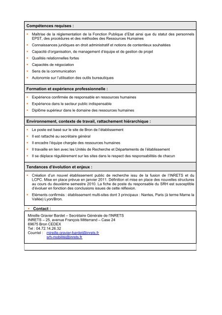 Compétences requises