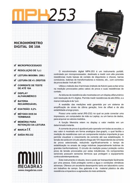 microhmimetro mpk-253 - Master Tools Instrumentos Ltda