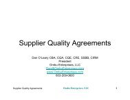 Supplier Quality Agreements ISO 9001 - Ombu Enterprises LLC