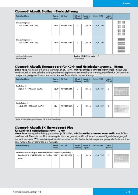 Knauf Preisliste Lieferprogramm, April 2012