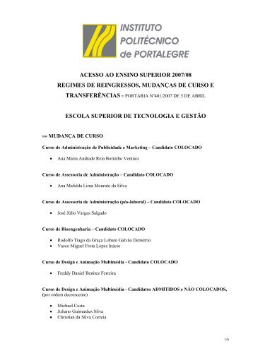 acesso ao ensino superior 2007/08 regimes de reingressos ...