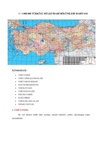 1 : 1.000.000 Ölçekli Mülki İdari Vektör Harita - Harita Genel ...