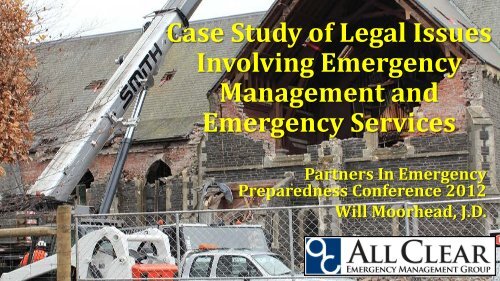 Case Study of Legal Issues Involving Emergency Management and ...