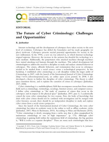 The future of Cyber Criminology: Challenges and Opportunities