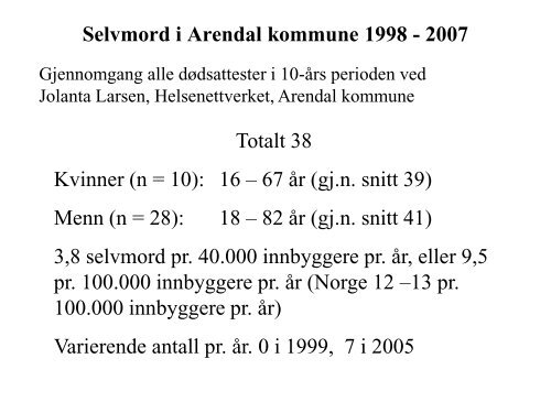 Noen fakta & lokale tall - Arendal kommune