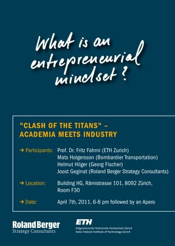 "clash of the titans" â academia meets industry - Roland Berger