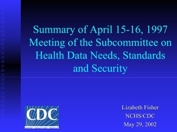 Lizabeth Fisher - National Committee on Vital and Health Statistics