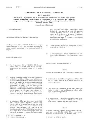 Regolamento (UE) n. 243/2010 della Commissione, del ... - EUR-Lex