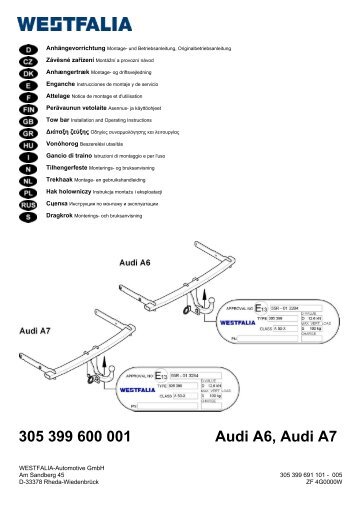 305 399 600 001 Audi A6, Audi A7 - Westfalia