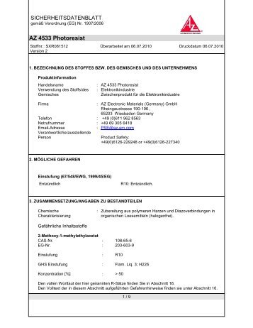 AZ 4533 Photoresist - FIRST