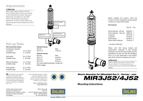 Mounting Instructions A Hlins