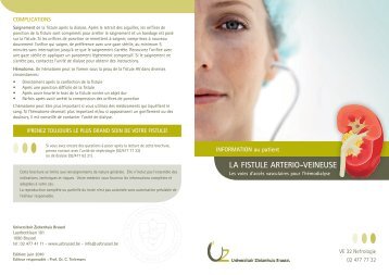 LA FISTULE ARTERIO-VEINEUSE - UZ Brussel: Patientinfo