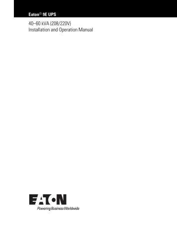 Eaton 9E 40-60kVA Users Manual - UniPower LLC