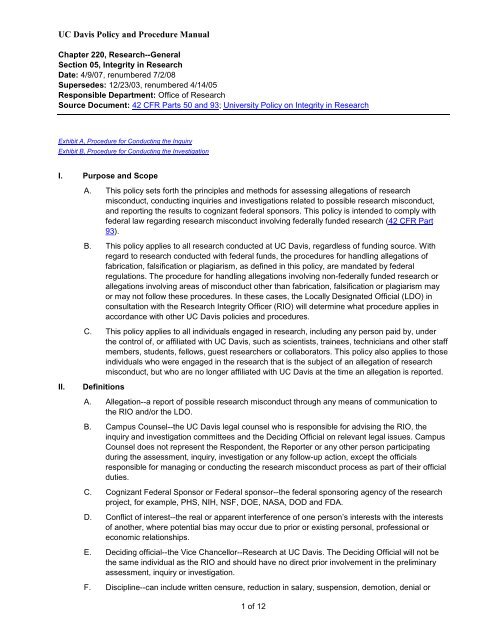 PPM 220-05 - UC Davis Administrative Policies and Regulations