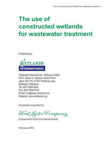 The use of constructed wetlands for wastewater treatment