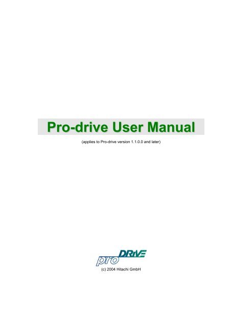 Pro-drive User Manual - Esco Drives & Automation