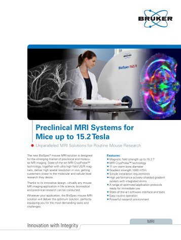 Preclinical MRI Systems for Mice up to 15.2 Tesla - Bruker