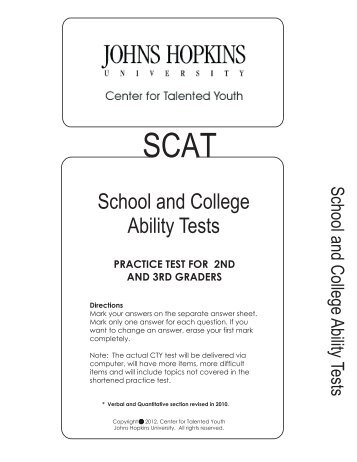 Practice Test for 2nd & 3rd.cdr - Johns Hopkins Center for Talented ...