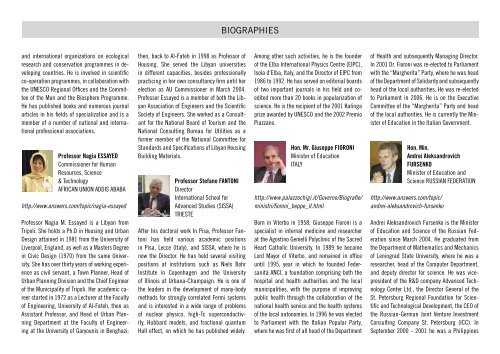 Brief biographies (PDF) - G8-UNESCO World Forum on - ICTP